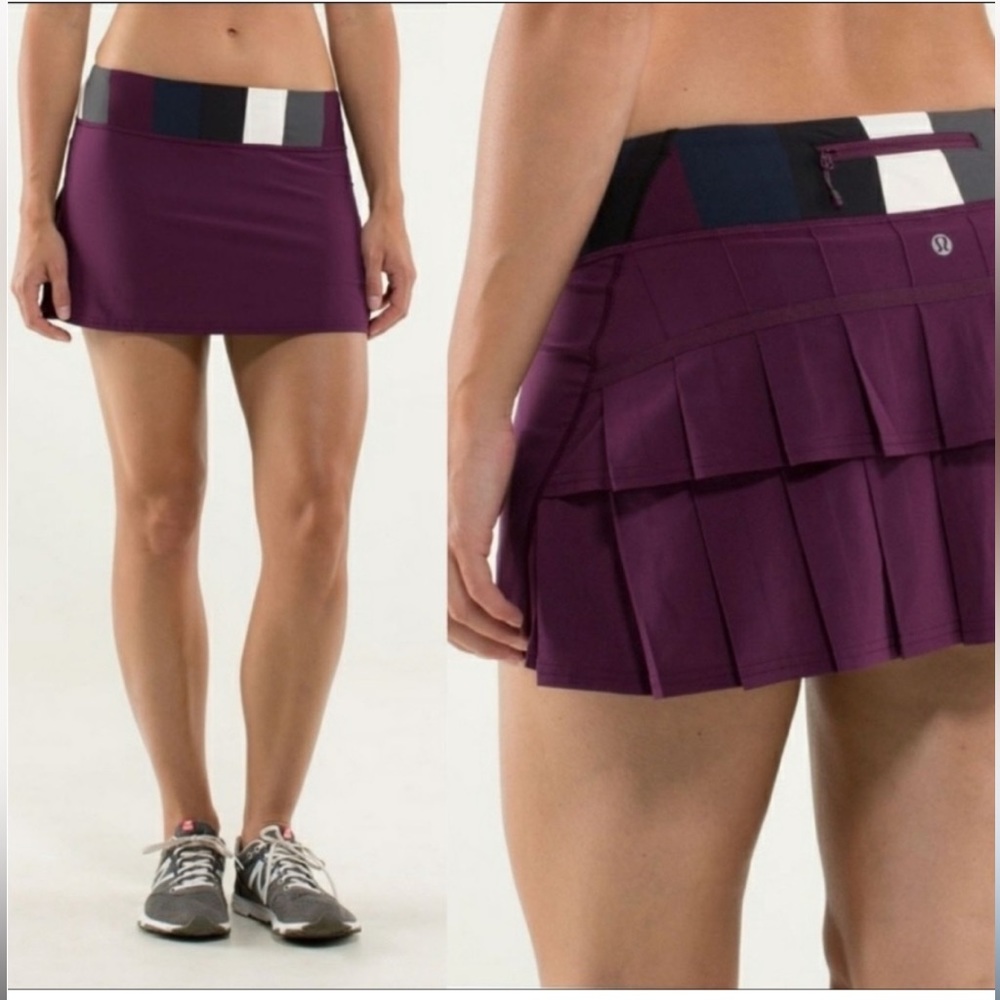 Lululemon Pacesetter Skirt Plum/pow Stripe Angel Wing, Size 10 Tall